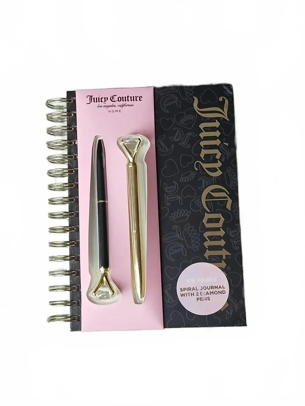 Juicy Couture Black & Gold Journal + 2 Diamond Pens 316 Pages NWT - SEE PICS!